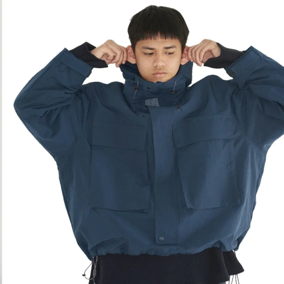 SFC Japanese Functional Heavyweight Nylon Hooded Jacket Large Pocket 22aw Trend Loose Men Fashion Oversized Coat New Arrival