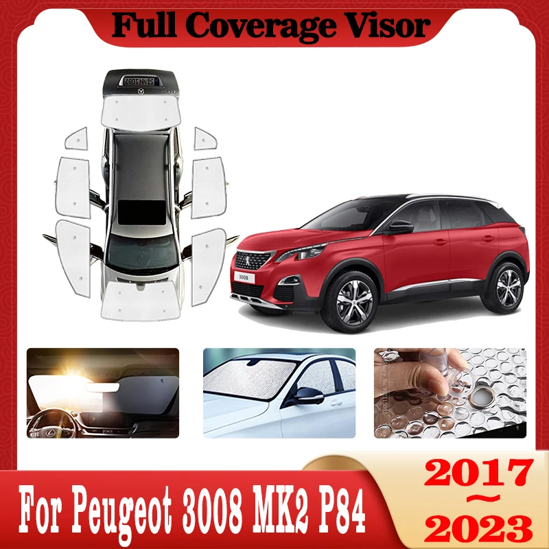 

Full Covers Sunshades For Peugeot 3008 MK2 P84 2017~2023 Anti-UV Windshield Windows Sun Protection Shades Visor Mats Accessories