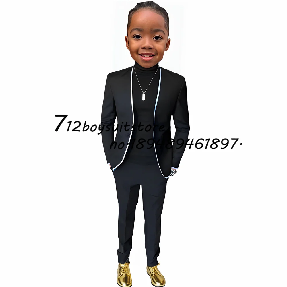 Boys Suit Jacket Pants 2 Pieces Wedding Tuxedo Kids Fashion Blazer Set Slim Fit Custom 2-16 Years Old Clothes for Child