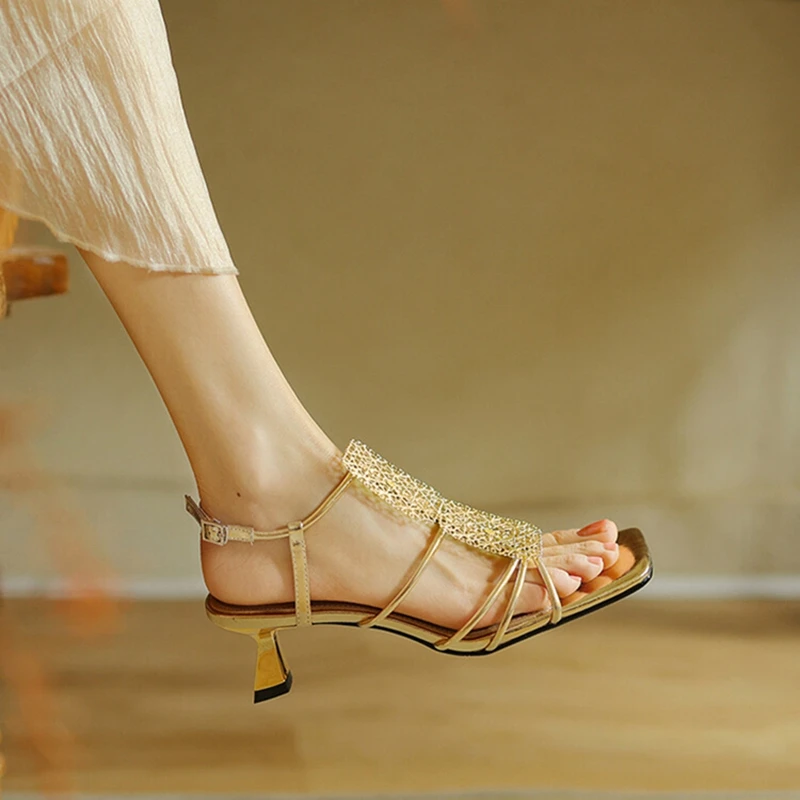 

NEW Summer Women Sandals Microfiber Shoes for Women Sexy High Heel Shoes Vintage Roman Sandals Designer Shoes Женские сандалии