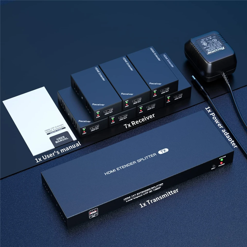 2026 Best 1x7 HDMI Splitter Extender 60m 1x2 HDMI UTP Extender Cat5e Cat6 1080P