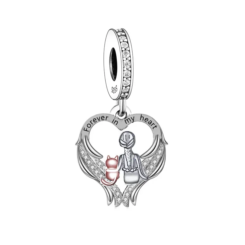 Fit Original Pan Charm Bracelet 925 Silver Rainbow Bridge Angel Wings Father Mother Cat Dog Bead For Making Memorial Berloque 2