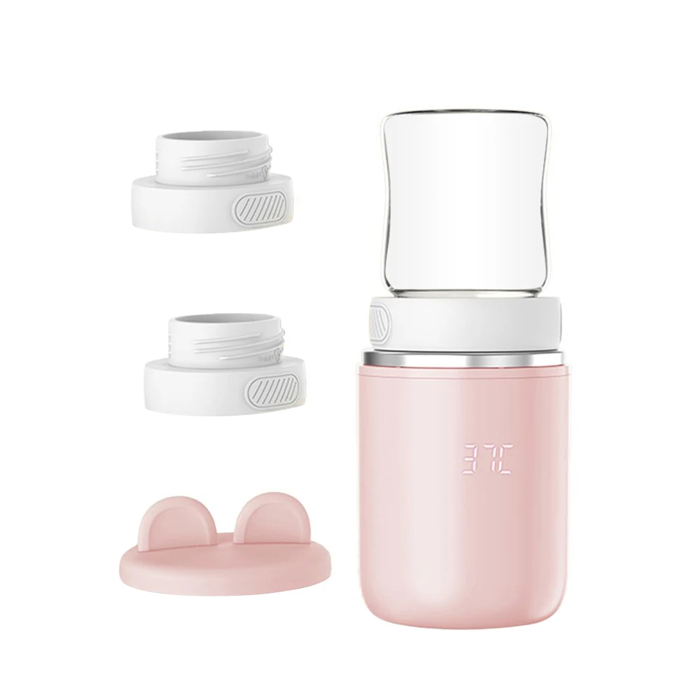 휴대용 올인원 USB 충전식  젖병 워머, 무선 우유 히터 살균기, 원형 야간 조명