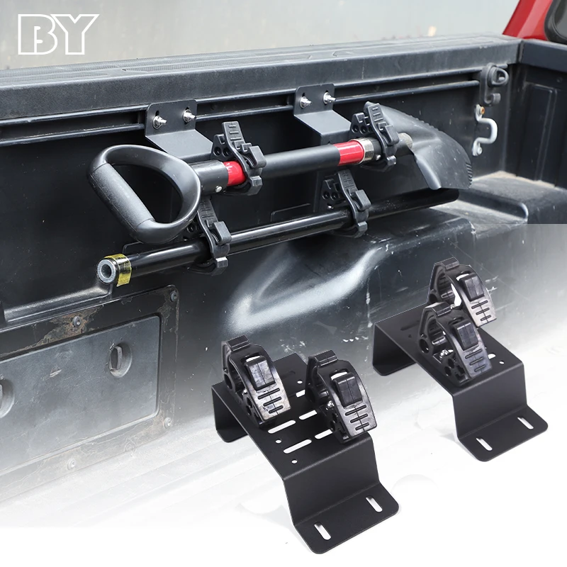 

For 2016-2022 Toyota Tacoma black carbon steel car tailgate cargo box sidebar multi-function tool fixed bracket auto accessories