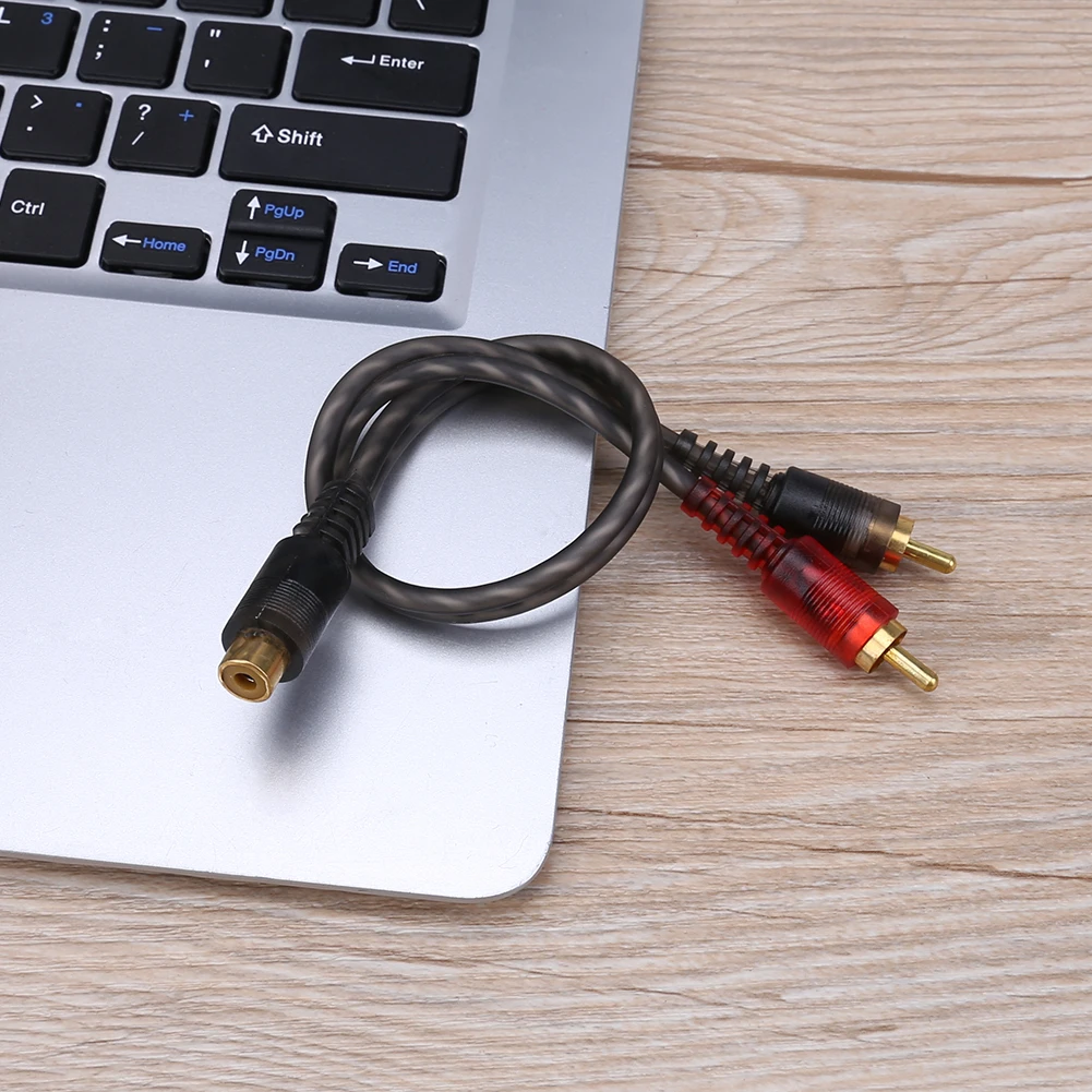 1pc 27cm 1 RCA Female to 2 RCA Male Splitter Cable for Car Audio System