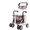 Foldable Walking Trolley  Lightweight FourWheel Mobile Chair Large Capacity Elderly Shopping Aid with Seating Mobility Walker 6