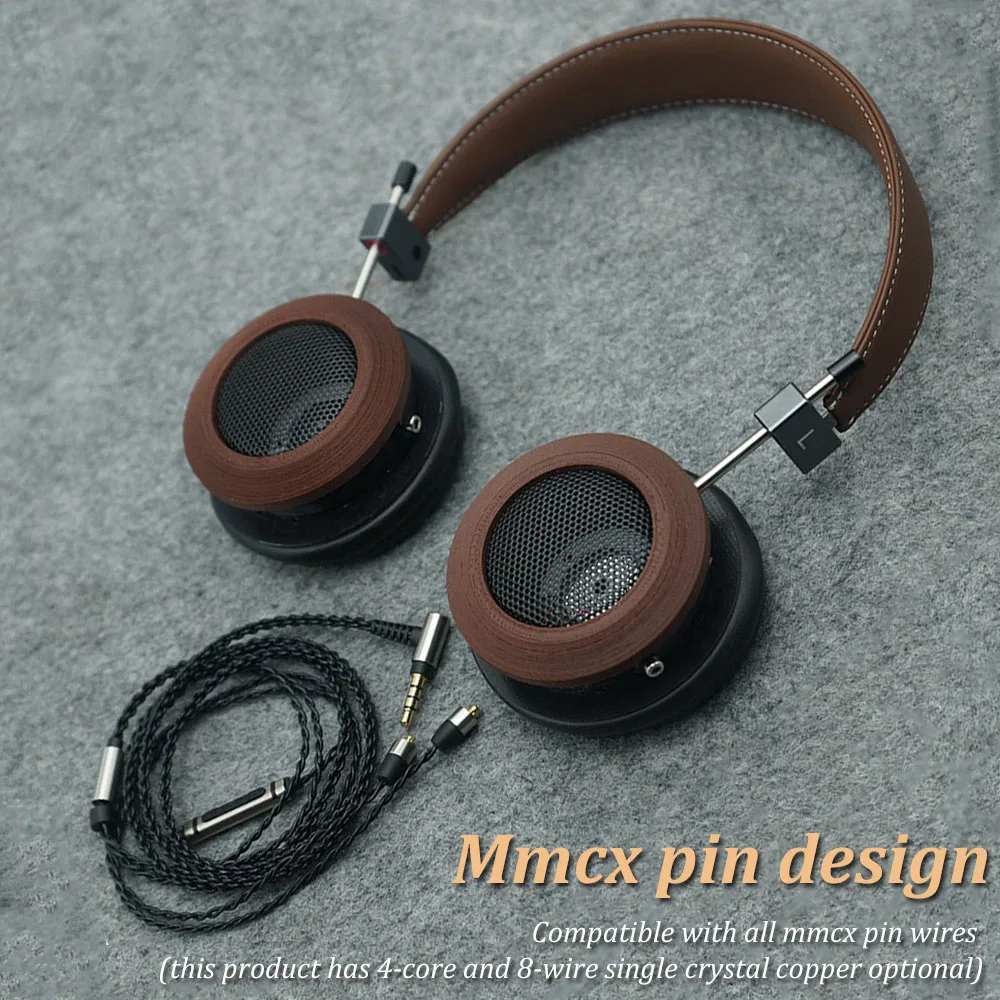 Retro Headphones Open Mmcx Versão Wired Over-ear Headsets 3d Impresso Monitor de Madeira Headconjunto Fone de Ouvido de Música de Alta Resolução hi fi - Image 5