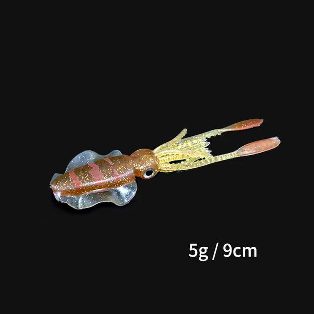 ORJD Trolling Lure Soft Squid Lure 7g 15g 20g 60g Luminous UV Squid Jig For Sea Fishing Boat Fishing Wobbler Bait For Snapper 5G 9CM NO HOOK