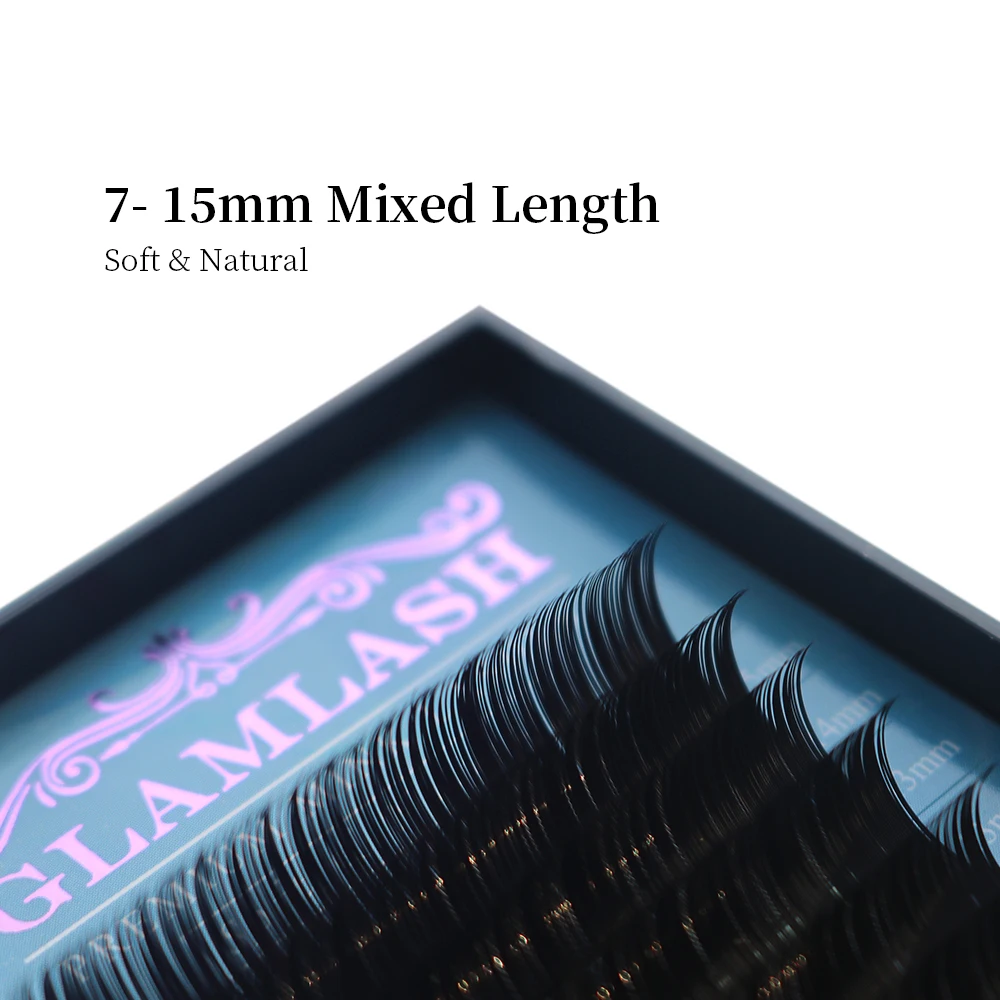 GLAMLASH – extension de cils naturels, mélange de 7 à 15mm, 16 lignes, JBCDLLU, maquillage des yeux