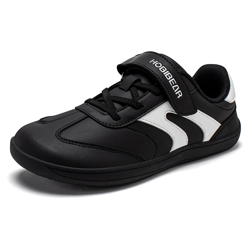 HOBIBEAR Barfußschuh für große Kinder, breiter Zehenbereich, Hakenschlaufen-Sneaker, Kunstleder, rutschfest, Zero Drop, leichter Komfortschuh – Detail 14