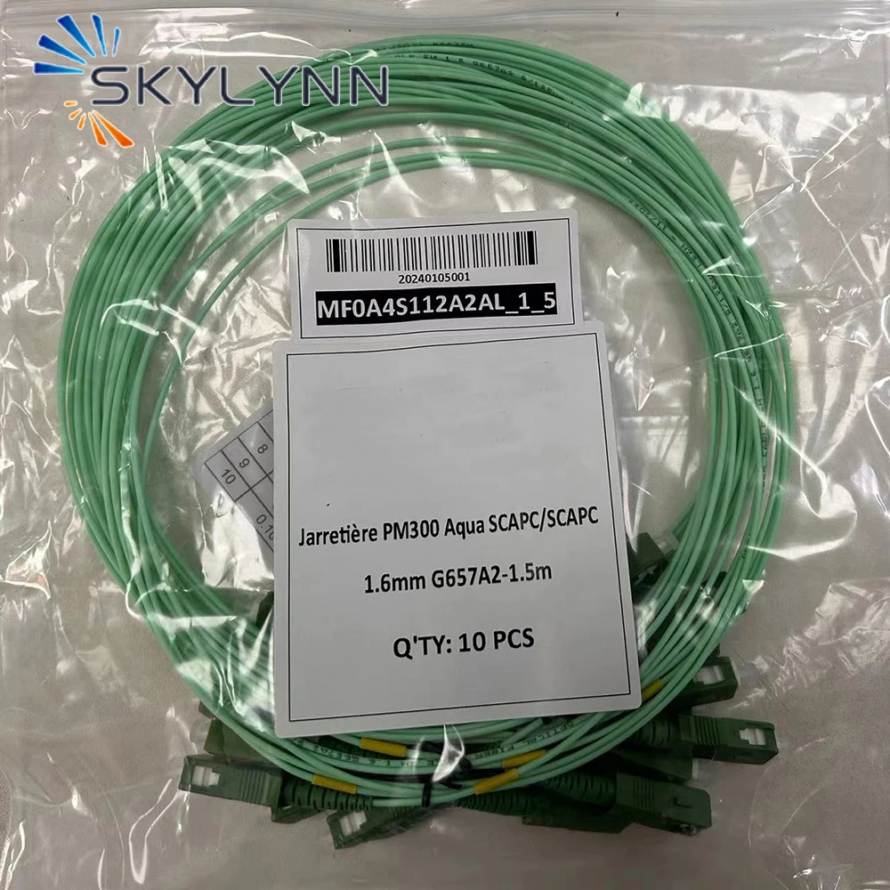 

100 PCS 1.5 Meter SC/APC Single Mode G657A2 SX 1.6 mm Diameter Fiber Optic Patch Cord Coat With Aqua LSZH Jacket