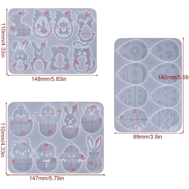Stampo In Silicone Per Resina Epossidica Pasqua, 8 Forme Uova E Conigli, Portachiavi Fai-da-te, Set Unico
