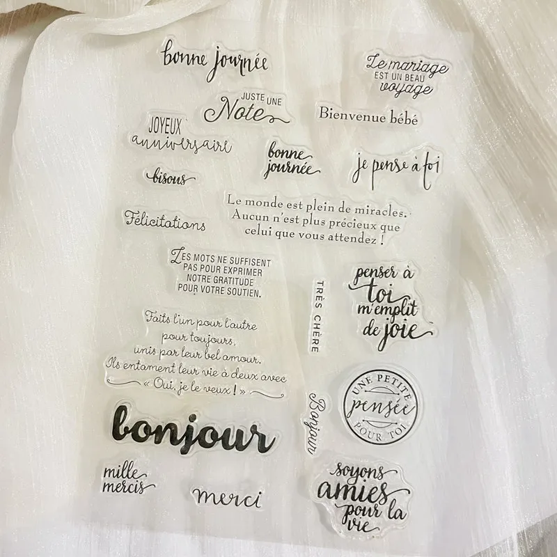 French word Clear Stamp Transparent Silicone Stamp Seal Sheet For Scrapbooking Photo Album