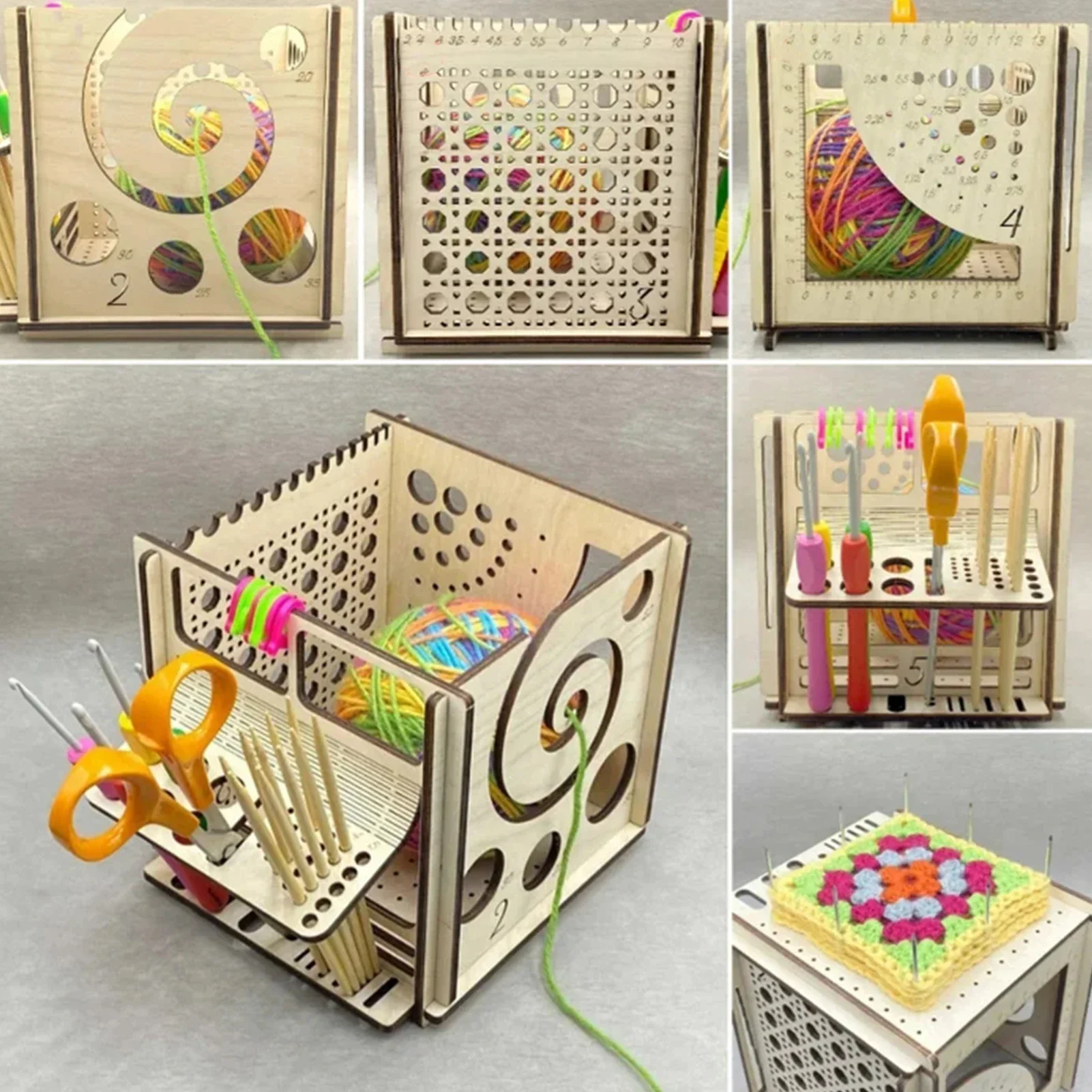 Wooden Yarn Bowl Organizer for Knitting and Crochet
