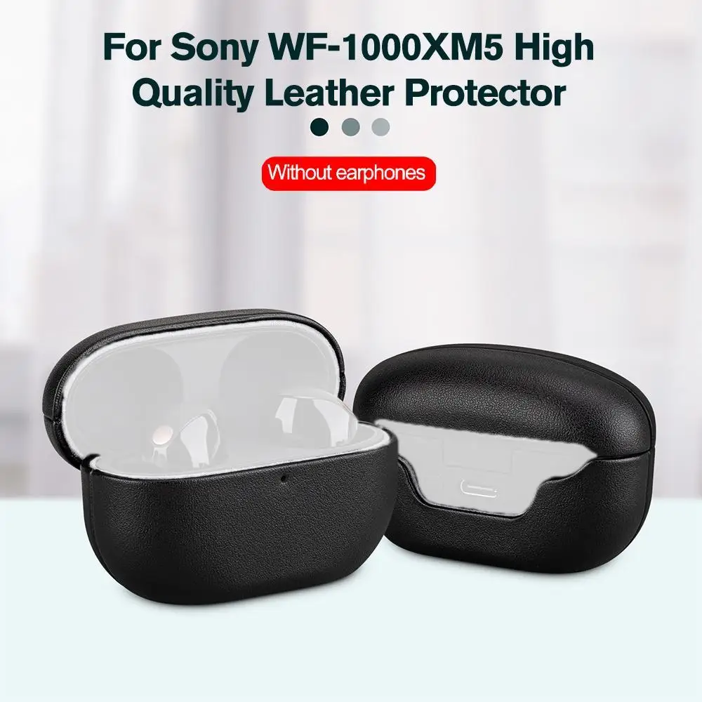 

Genuine Leather Case For SONY WF-1000XM5 Luxury Cow Leather Handmade WF 1000XM5 Cover Grain Pattern Bluetooth Earphone Cases