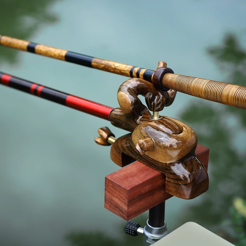 Fishing Rod Holder Adjustable Wooden Rod Fishing Asian element Accessories Bracket Rack Tool