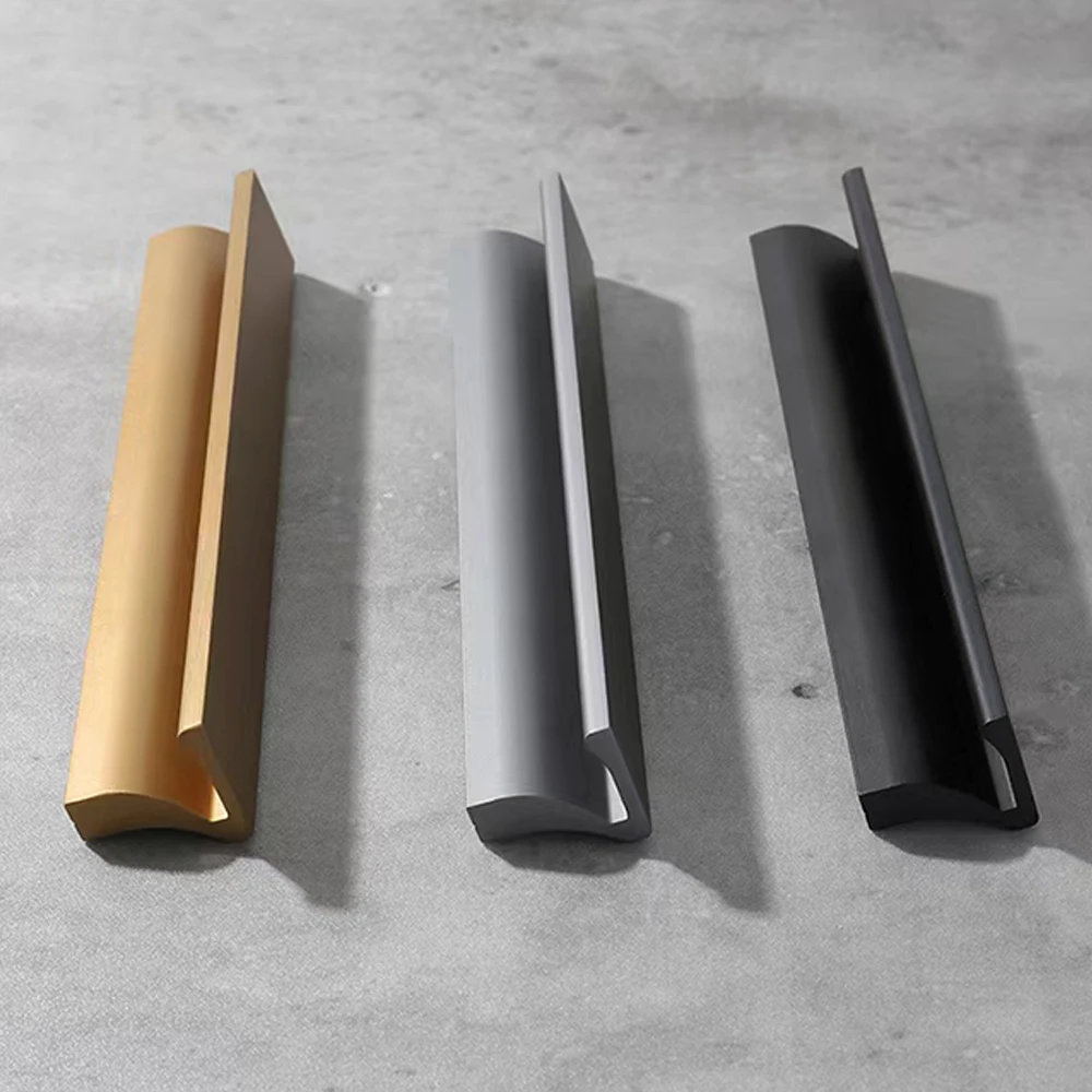 Black Gold Grey Kitchen Drawers Pulls Aluminum Alloy Furniture Handles Cupboard Wardrobe Pulls Handles for Kitchen Accessories cabinet handles