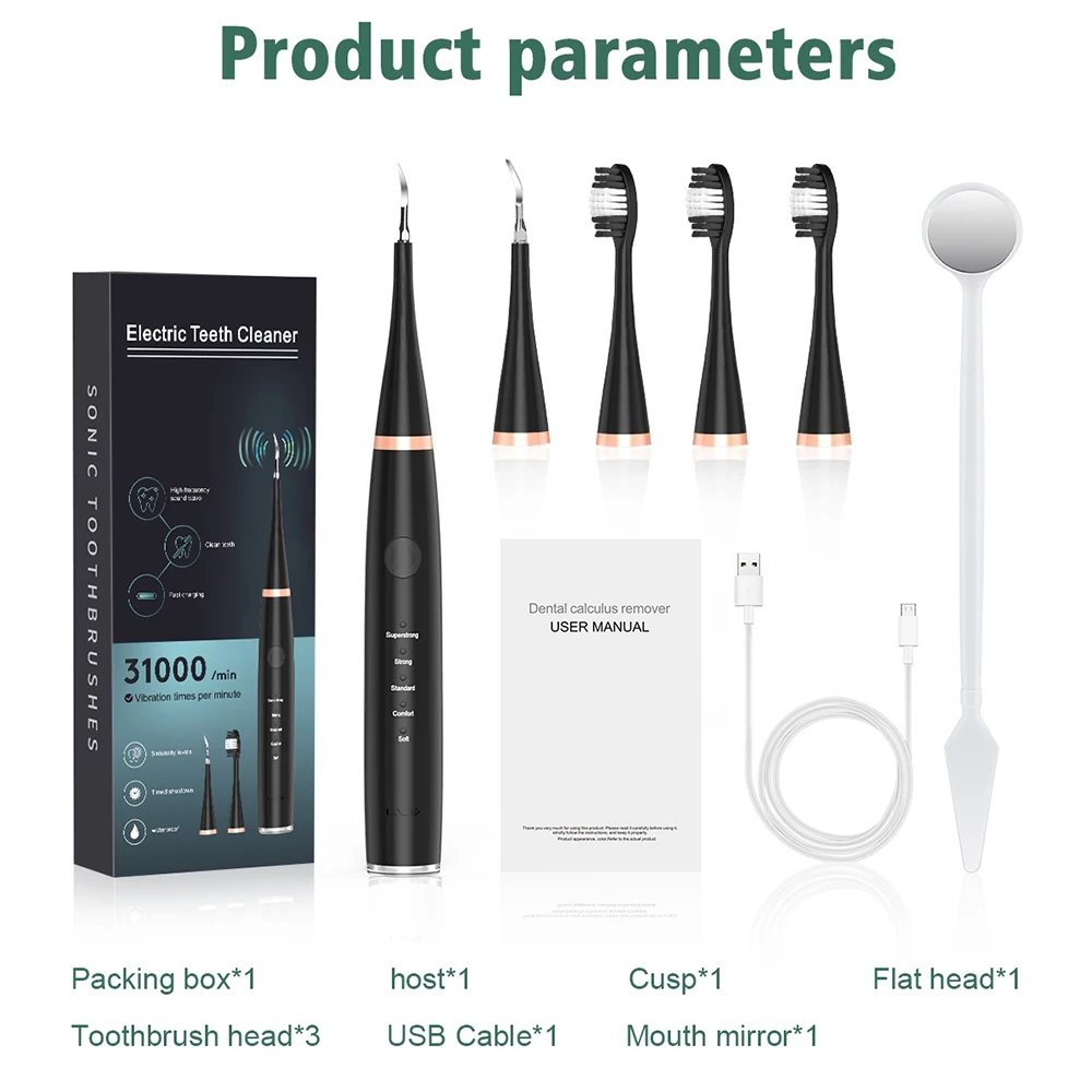 Lnkerco 2 In 1 Electric Ultrasonic Teeth Cleaner Dental Whiten Cleaning Oral Irrigators Dental Calculus Remover Oral Care