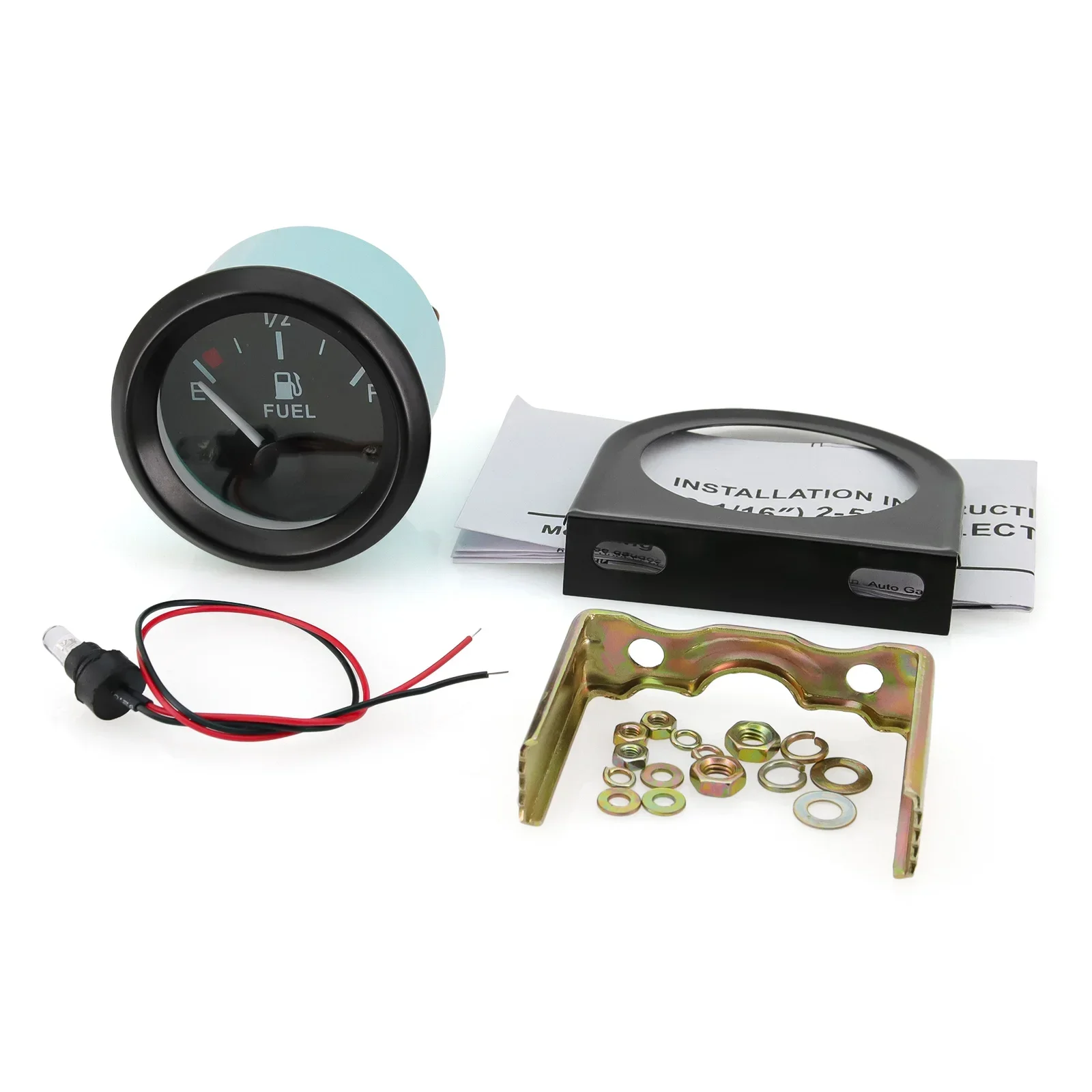 Automobile Gauge 2" 52MM Black Water Temperature /Oil Temperature/Oil Press Psi/Voltmeter/Fuel Level Gauge Car Meter with Bracket Pod Holder 12V