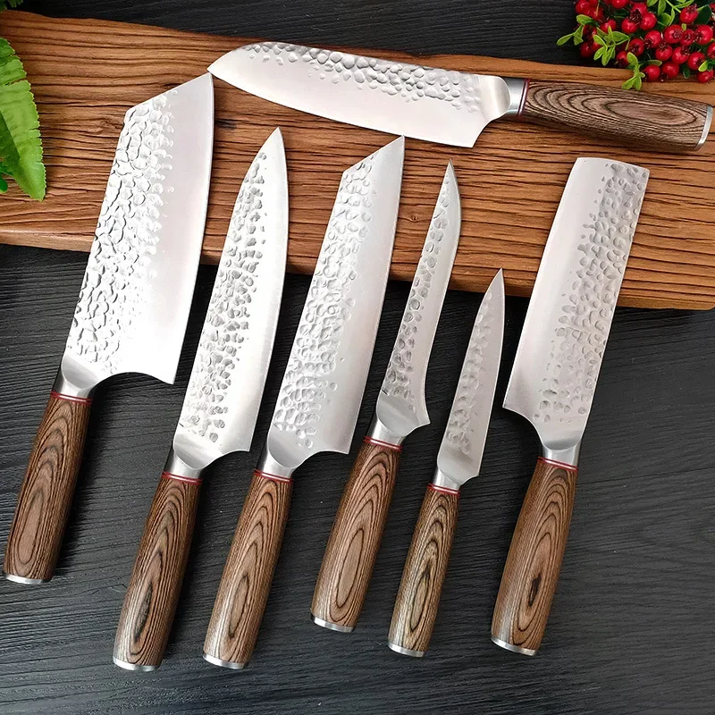 Professional Japanese Kitchen Chef Knife Set 5Cr15Mov Stainless Steel Meat Fish Fruit Vegetables Butcher Boning Cleaver Knives