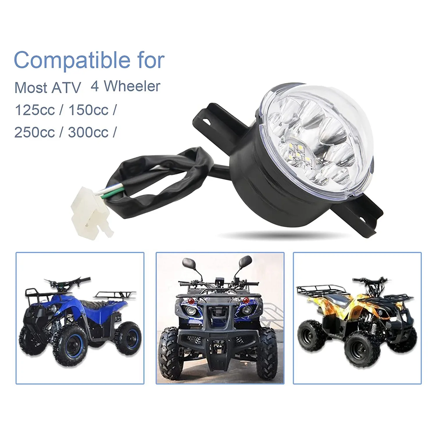 

2Pcs 12V LED ATV Front Headlight 125Cc 150Cc 250Cc 300Cc Headlights for Chinese Taotao JCL Baja Yamoto Kazuma Roketa