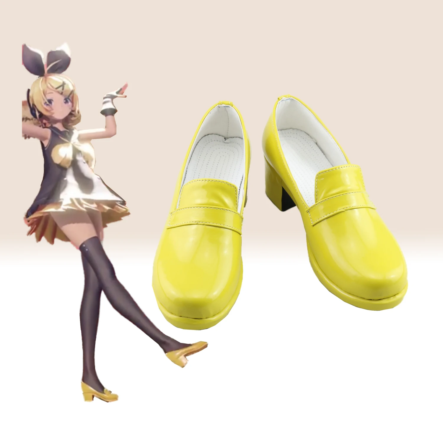 

Virtual Singer Kaga Mine Rin Cosplay Yellow Handmade Shoes