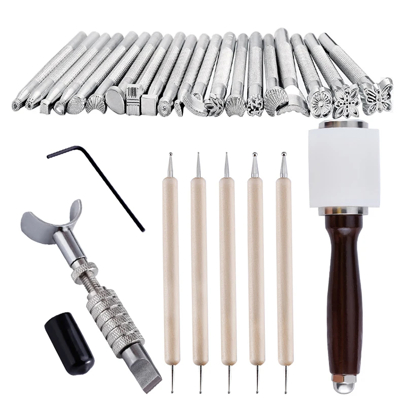 KRABALL Leather Stamping Kit Stainless Steel Leather Carving Tools