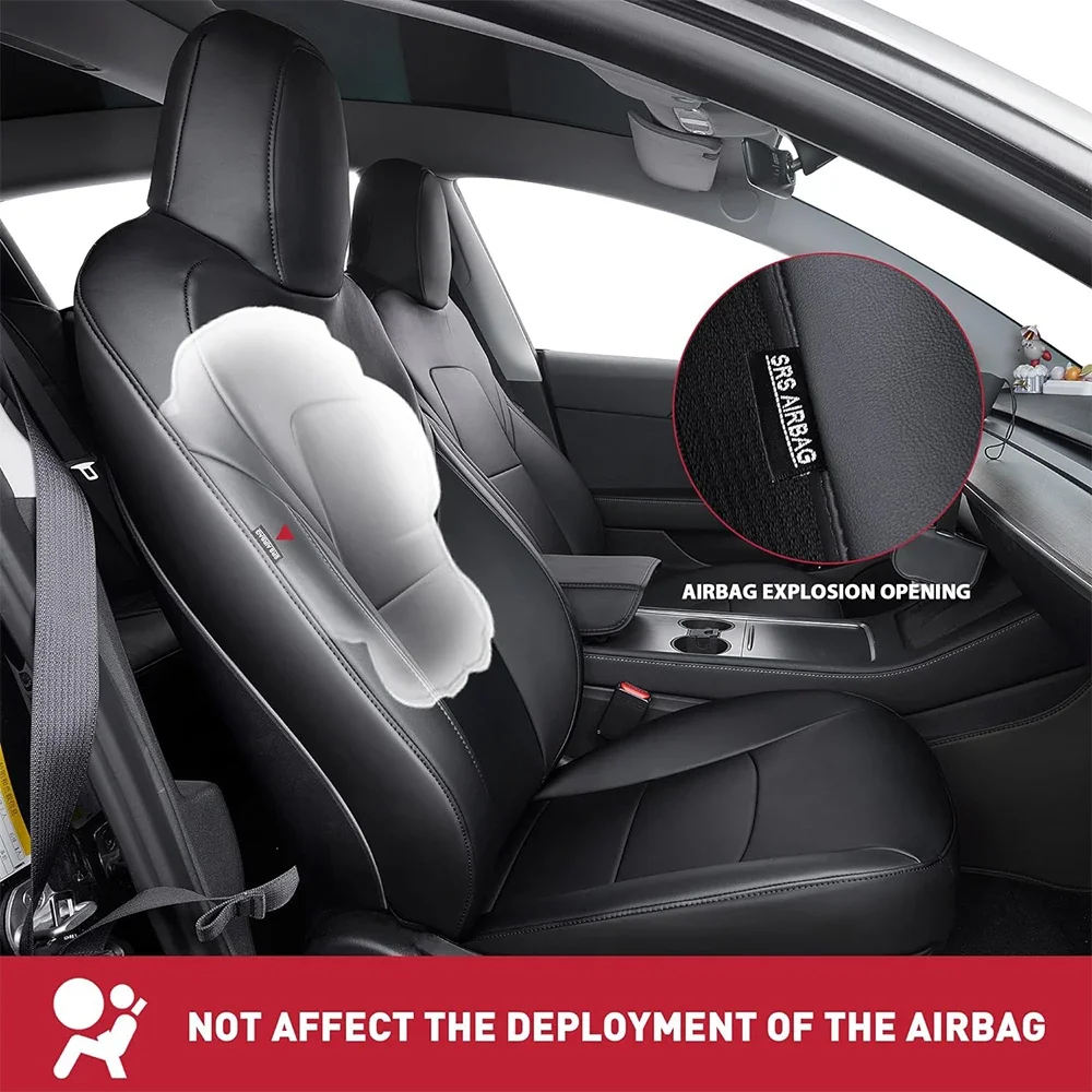 Fundas De Asiento De Cuero Nappa Para Tesla Model Y 2020-2024: Juego Completo De 11 Piezas En Color Rojo