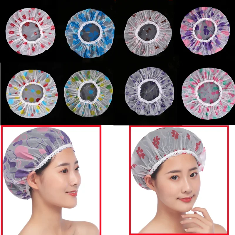 Waterproof Bathroom Shower Cap Thicken Elastic for Women Beauty Hair Salon