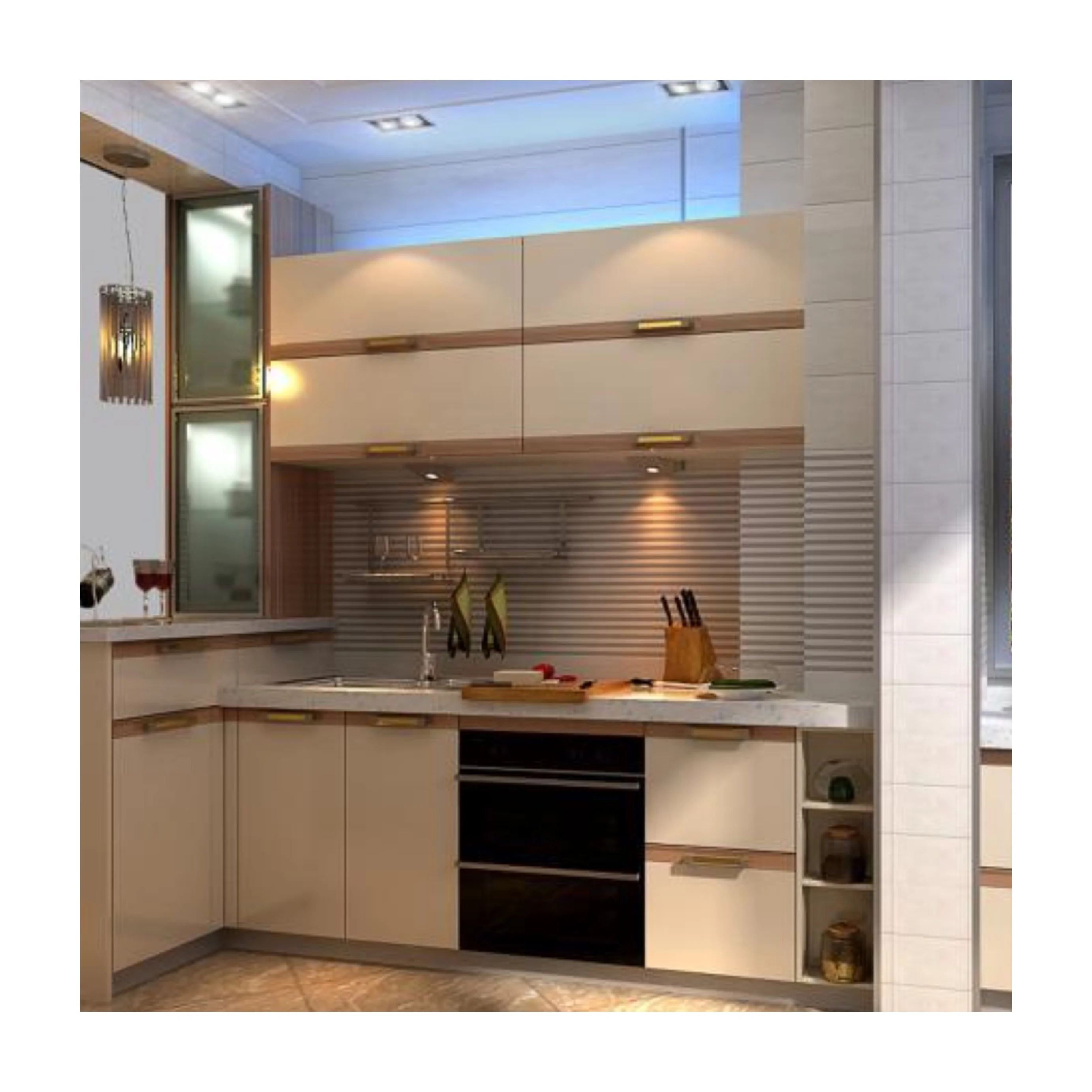 

Oak Wood Apartment Kitchen Cabinet