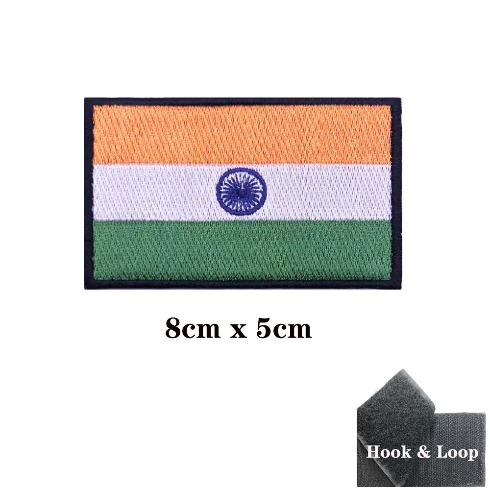 Indian flag India Patches Armband Embroidered Patch Hook & Loop Iron On Embroidery  Badge Military Stripe