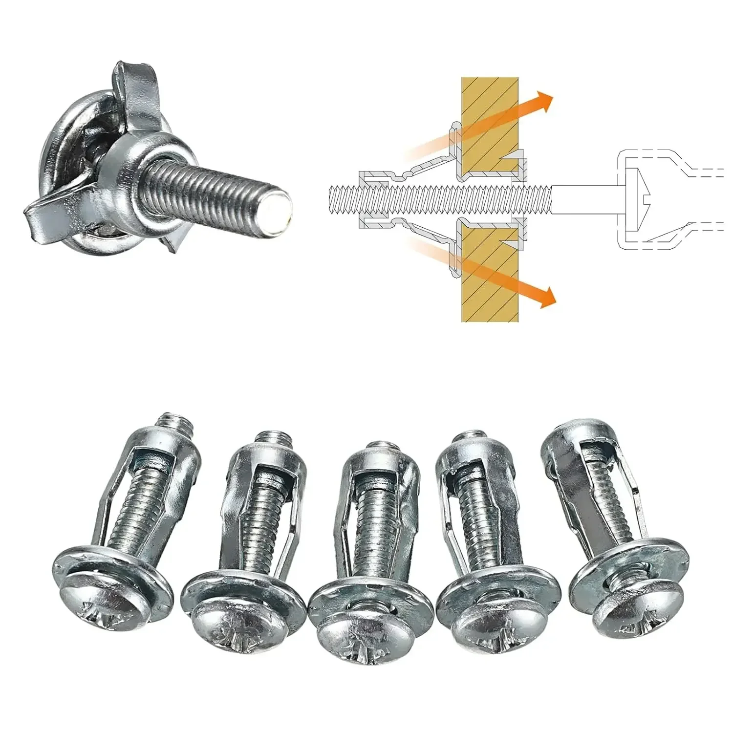 Description Picture 4 of item20/50pcs Jack Nuts Screw Petal Screw Anchors Petal Expansion Plugs for Curtain Expansion Clamp Petal Rivet Lock Jack Nut Bolt