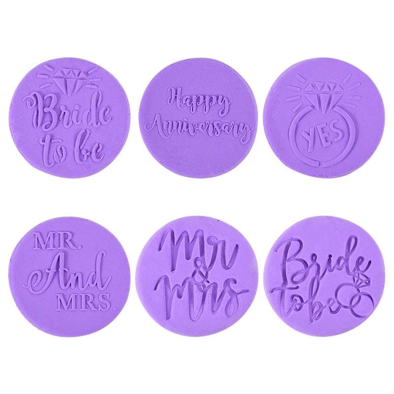 1pcs Wedding Favors Bride to Be Mr&Mrs Cookie Stamp Cookie Embosser Mold Bridal Shower Engagement Fondant Cake Decorating Tools