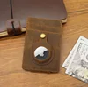 100% Genuine Leather Cash Clip Wallet with AirTag Wallet for Men Mens Wallet with Cash Clip with AirTag Holder for Air Tag 4