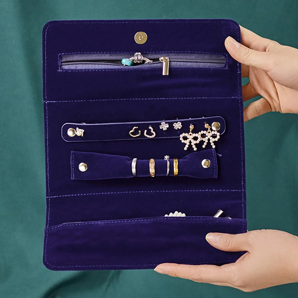 

Jewelry Organizer Roll Travel Rings Earrings Bag Case Necklace Earring Case Holder