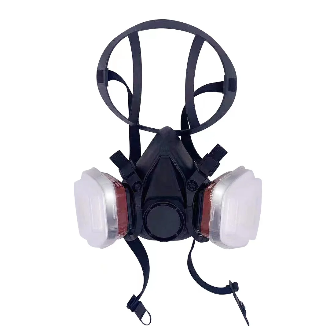 Sb4844e09a33748d0923de9914f3ed855d 6200 Dust Gas Mask Anti-fog Safety Goggles Black Half Face Gas Respirator Epoxy Resin Painting Spray Polishing Work Safety Mallzona
