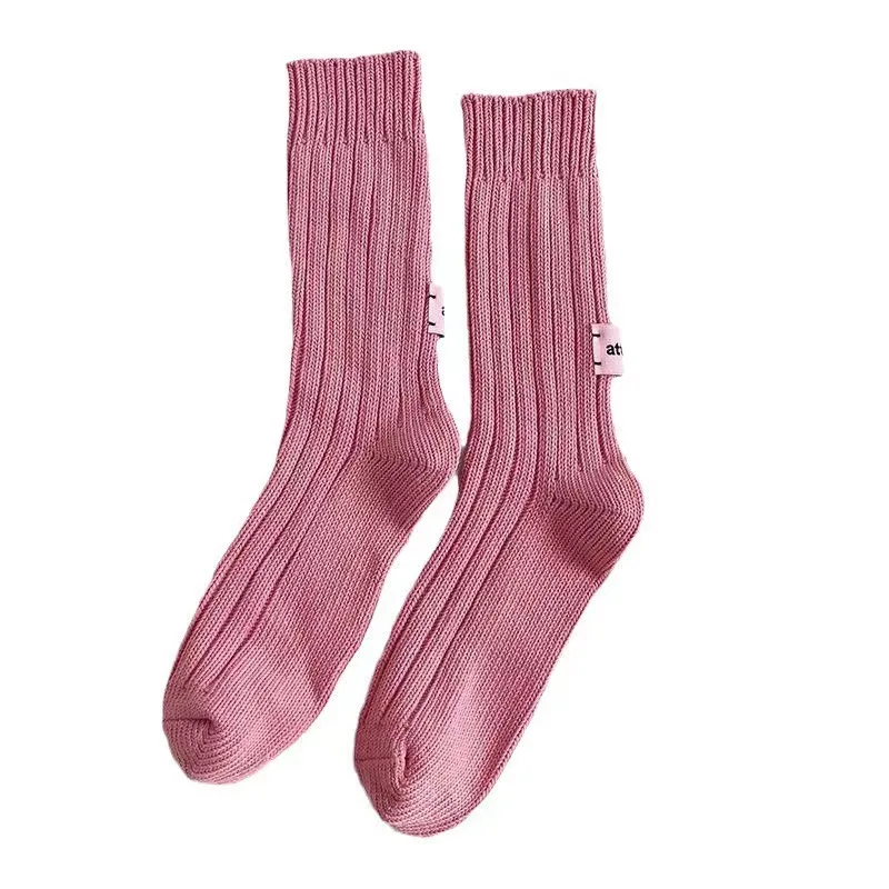 Sports Cotton Knee Socks Korean Needle Thick Thread Knitted Middle Tube Socks For Men Women Couples
