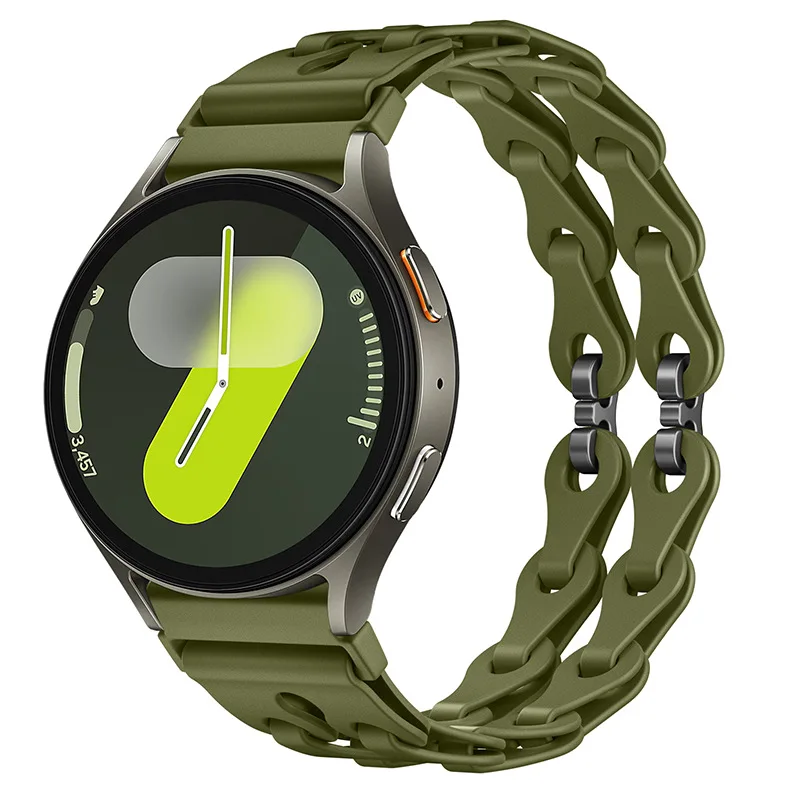 Silicone Chain Strap - 20mm/22mm Versatile Smartwatch Bracelet
