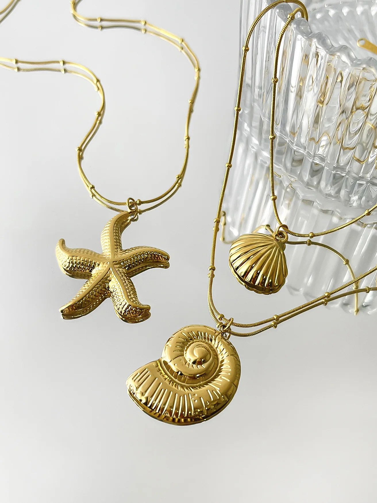 MHS.SUN Ozean Stil Perle Schildkröte Muschel Seestern Halskette Edelstahl 18K vergoldet Anhänger Sommer wasserdicht Schmuck Geschenk – Detail 22