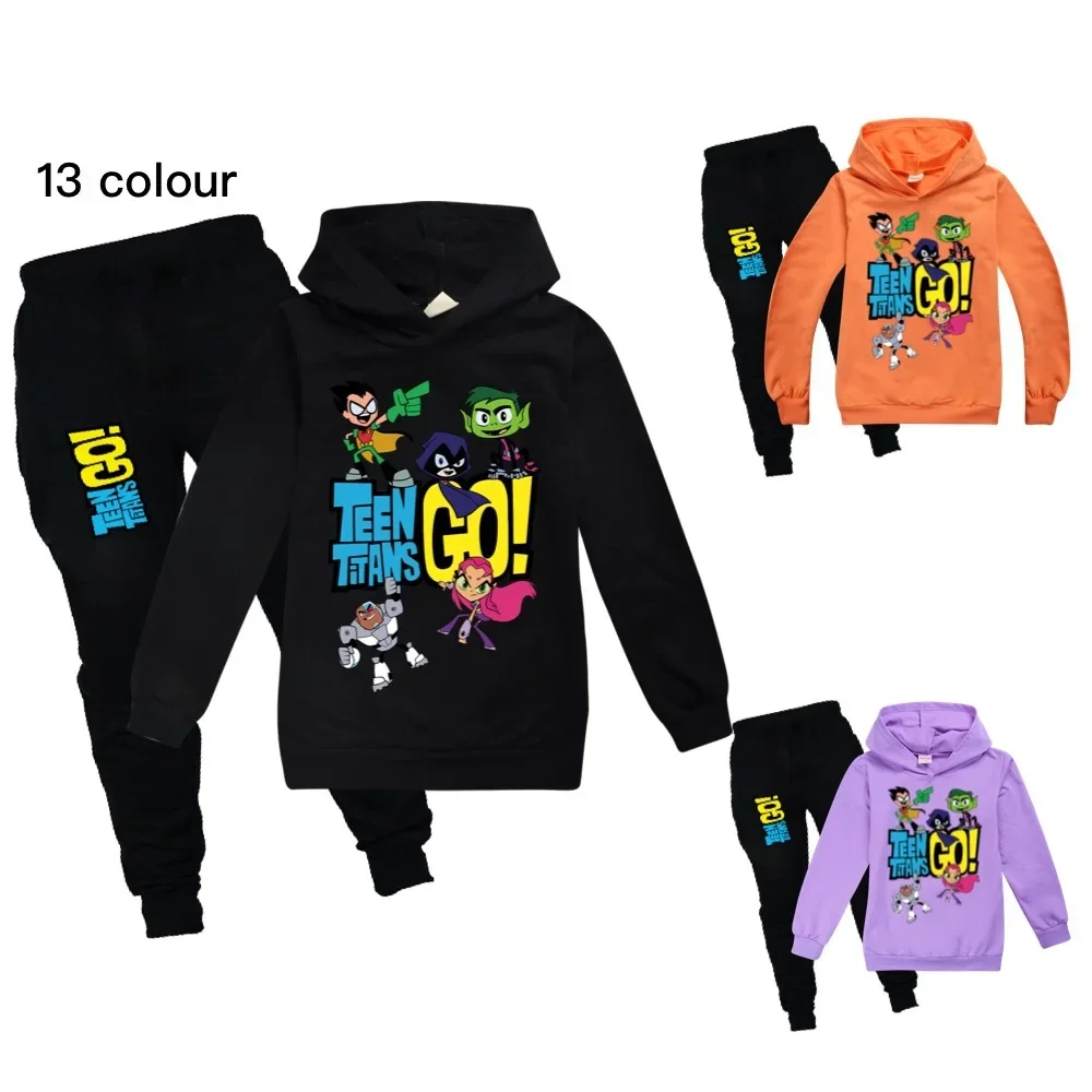 

2024 Baby Clothing Sets Teen Titans GO Hoodie Tops Pants 2pcs Set Kids Sport Suits Boys Tracksuit Toddler Outfit Girl Sweatshirt