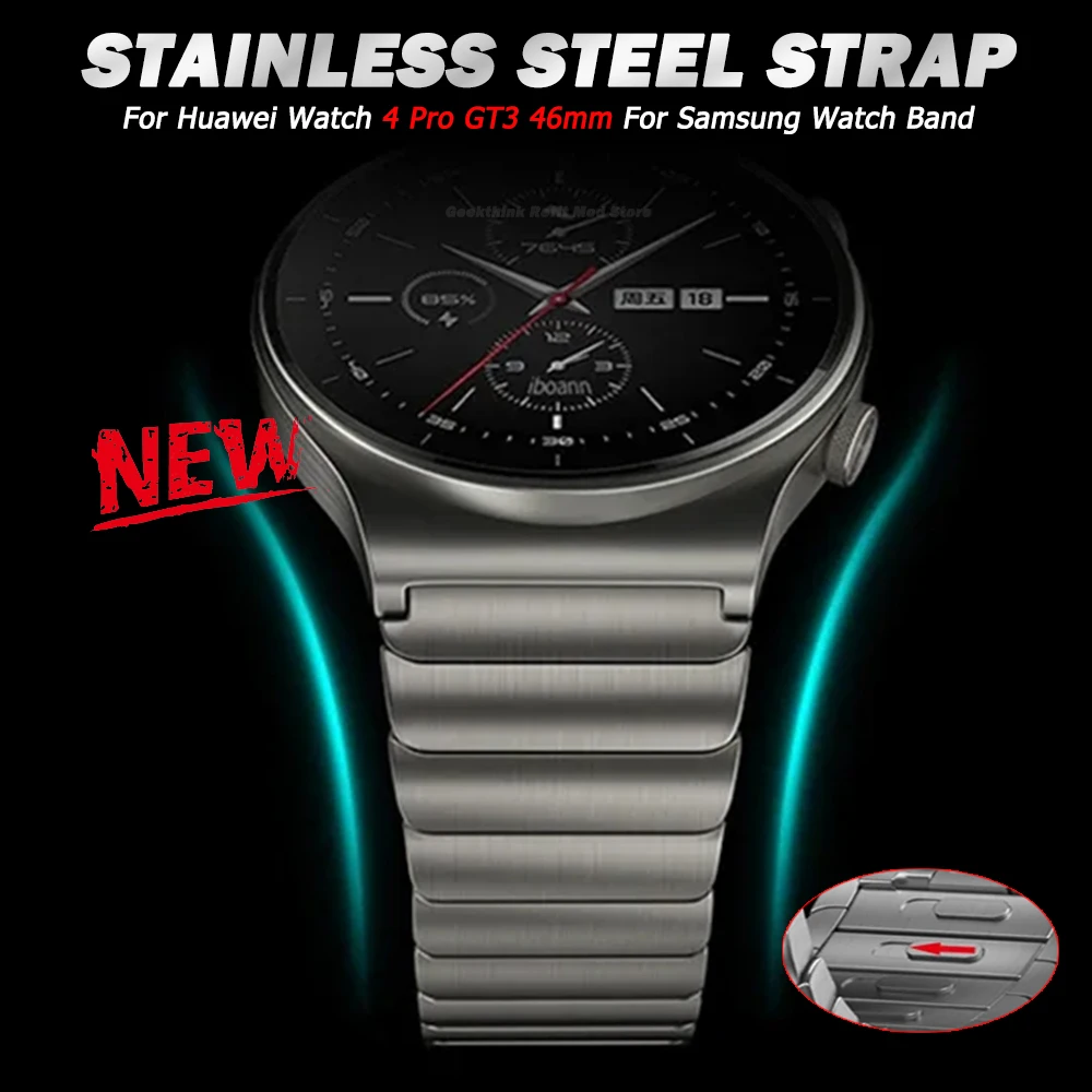 

Ремешок из нержавеющей стали для Huawei Watch 4Pro GT2 GT 3 46 мм, роскошный мужской браслет для Samsung watch 3 45 мм Gear S3 Correa, 22 мм