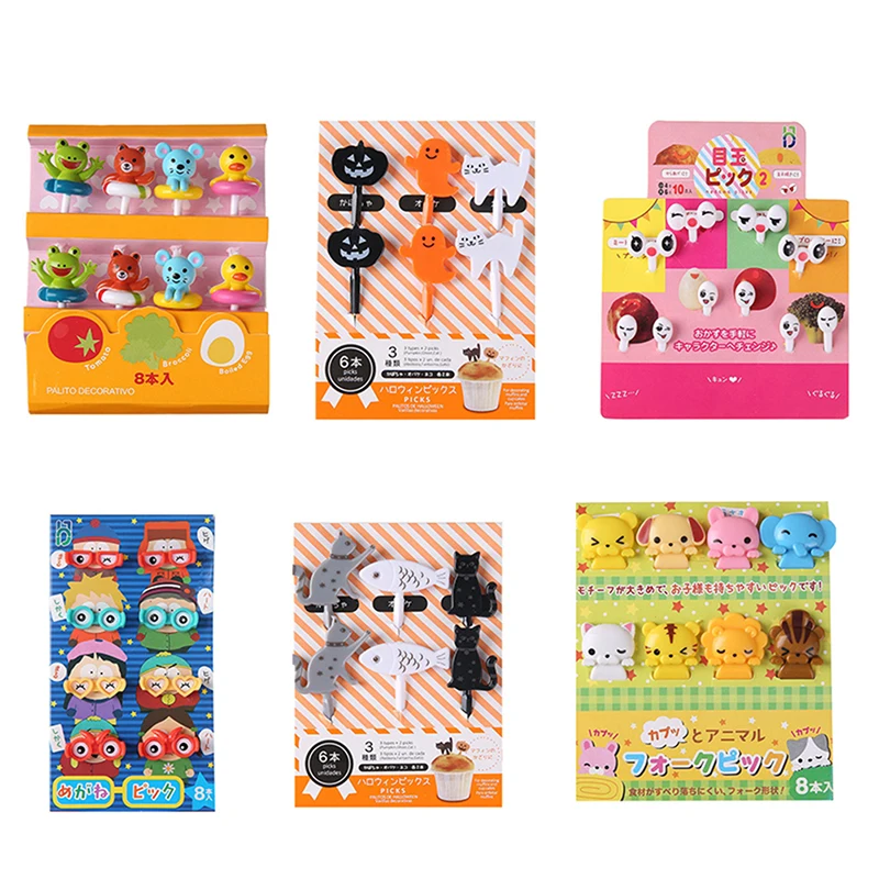Cute Eyes Fruit Fork Plastic Picks 6/8/10pcs for Kids fruit fork food toothpicks food picks