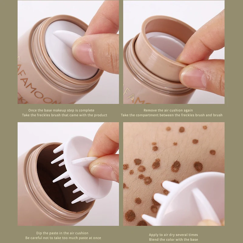 Freckles Pen Face Freckles Pen Gold Brown Natural Freckles Stamp Air Cushion Kit Simulation Fake Spot Freckle Liquid Powder Waterproof Long Lasting Makeup