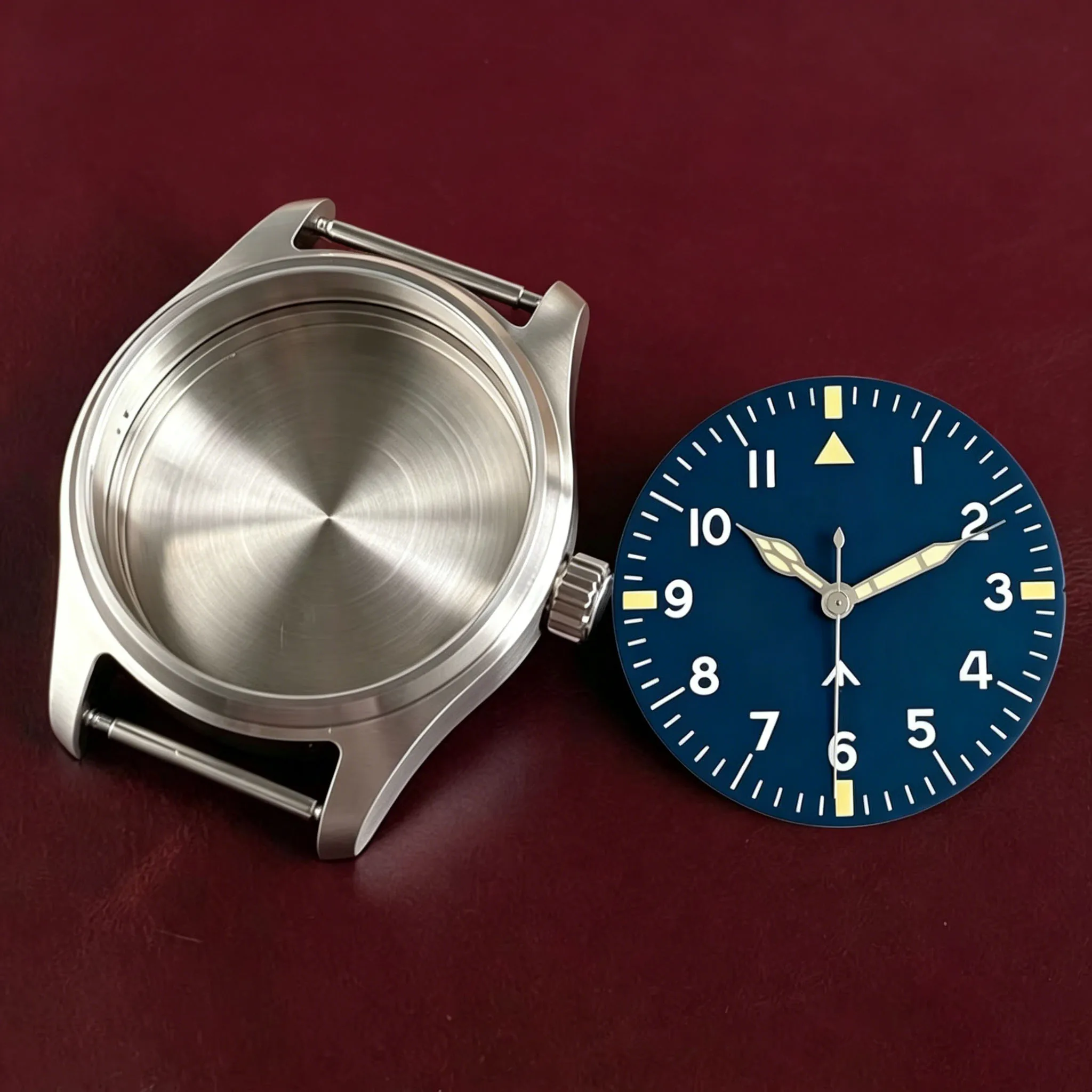 Pilot Titanium/Stainless Steel Watch Case - 39mm, 20ATM Waterproof with Sapphire Glass & Luminous Dial Hands