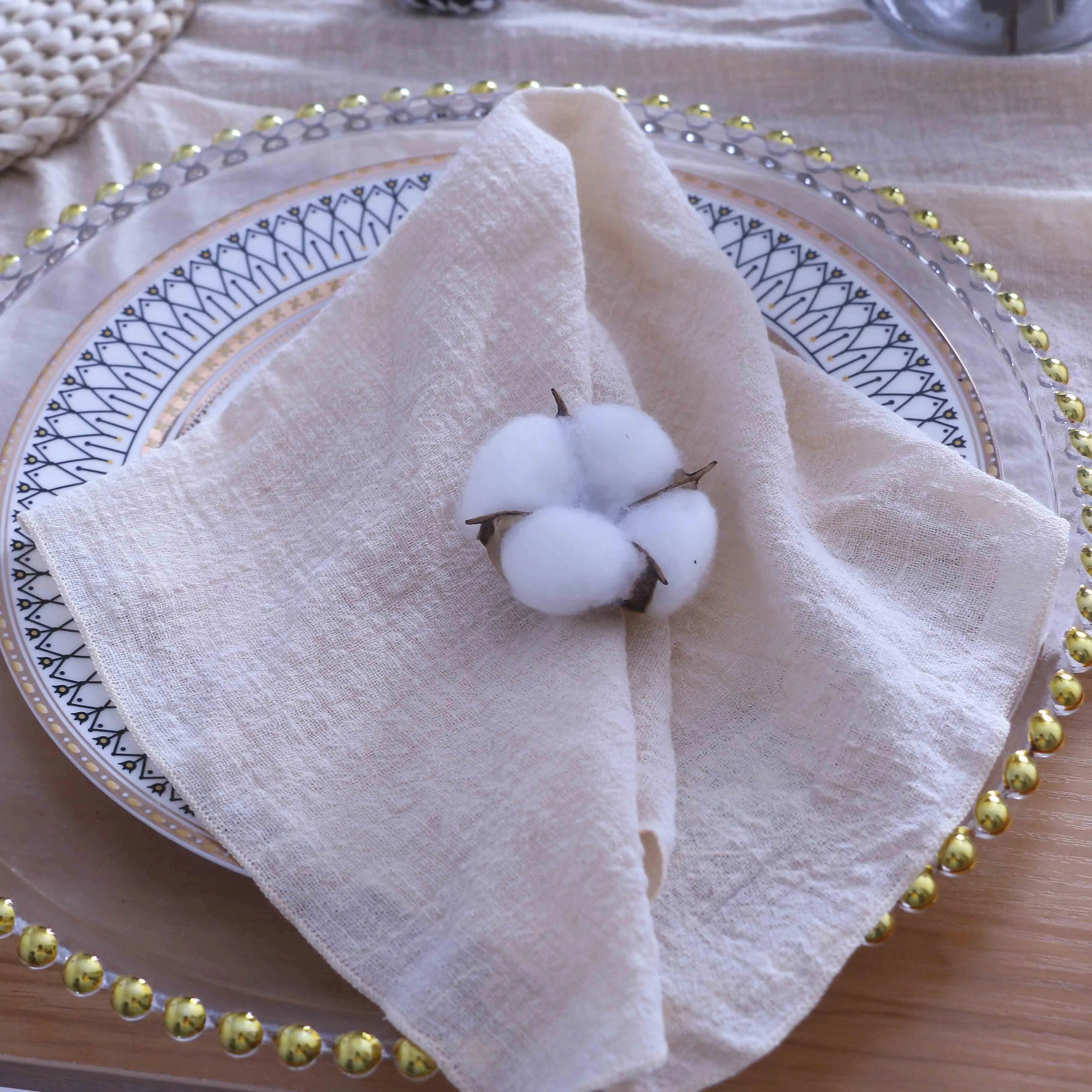 NP013F8 Washable 10 pcs/lot wedding pale pink beige green red cotton cheesecloth gauze table napkin