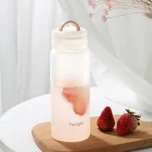 New Matte Glass Water Bottle 420ml Portable Leakproof Tea Cup Sport Drink Bottles With Handle Gift Cups for Girl Student Kids