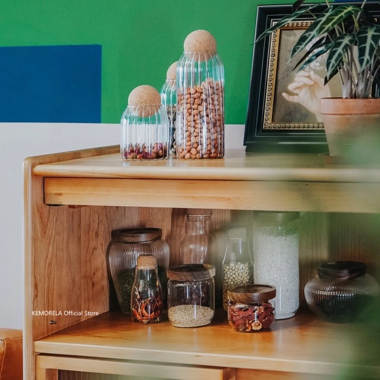 Boîte hermétique en verre avec couvercle en bois, stockage de cuisine, bocaux HI, récipient alimentaire, grains, thé, grains de café, bonbons, beaucoup