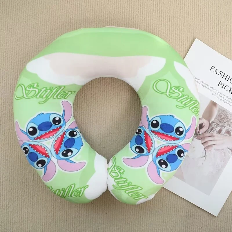 Lovely Lilo & Stitch U-shaped Neck Pillow Cute Stuffed Anime Stitch Angel Travel Pillow Cartoon Printed Nap Pillow Washable 6
