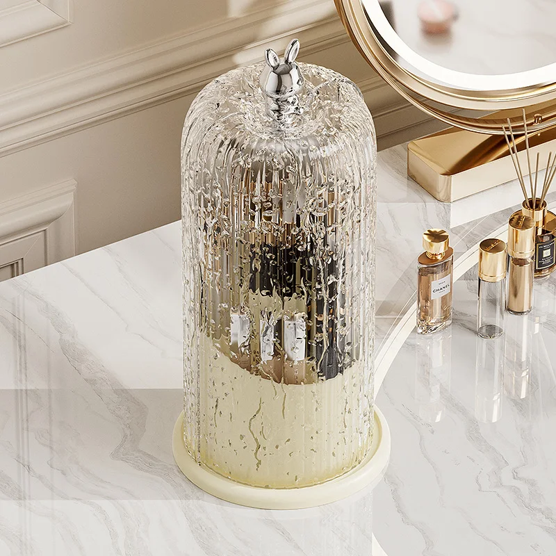 Rotating Birdcage Makeup Brush Organizer - 360° Spinning Cosmetic Holder, Compact Travel Case for Bathroom Vanity Countertop 2