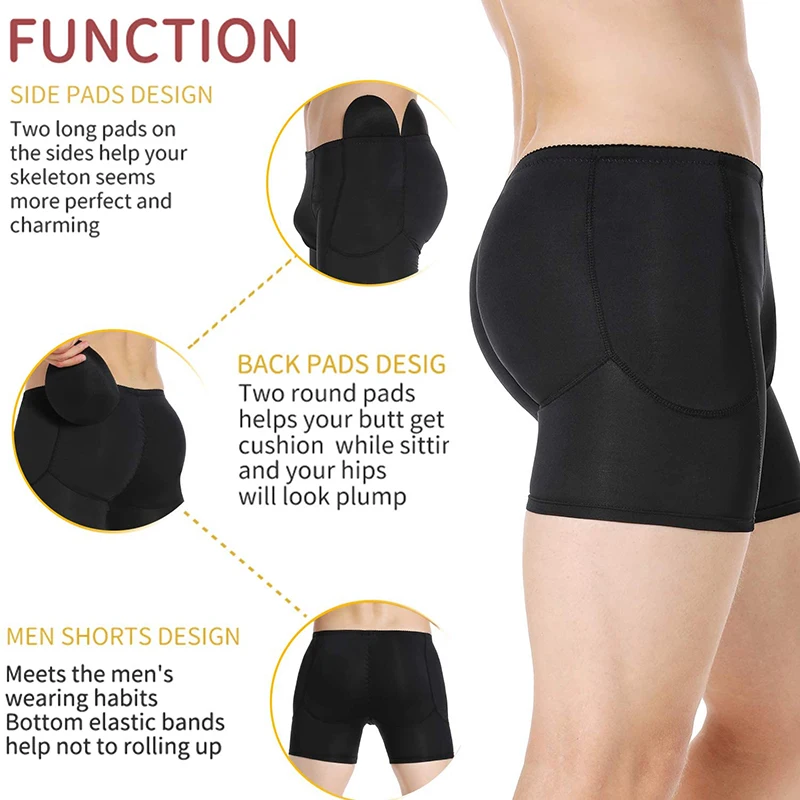 Men Shapers Padded Butt Lifter Control Panties Booster Hip Enhancer  Bodyshort Pants for Men Slimming Underwear Tummy Shapewear